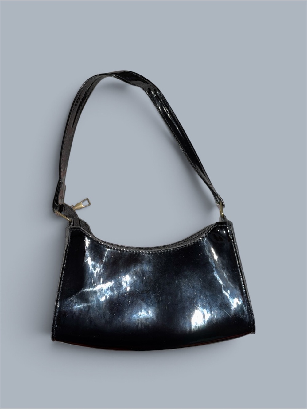 Classic Black Patent Shoulder Bag